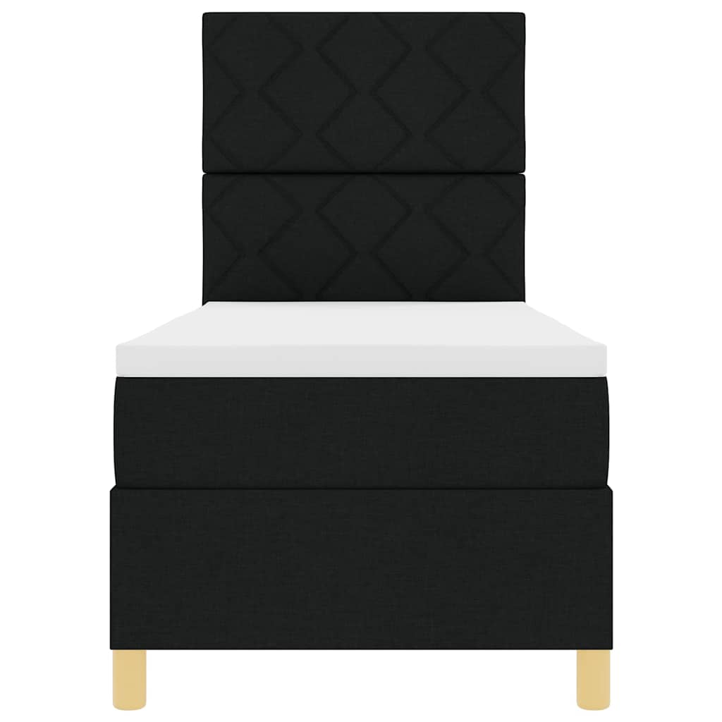 Boxspringbett mit Kopfteil Schwarz 80 x 200 cm Stoff