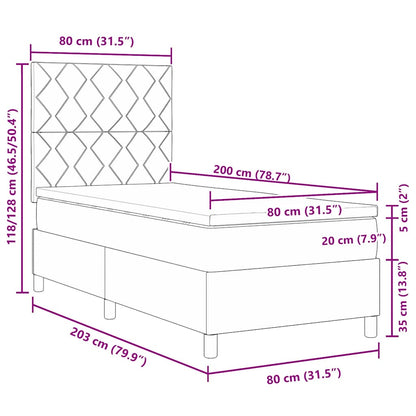 Boxspringbett mit Kopfteil Schwarz 80 x 200 cm Stoff