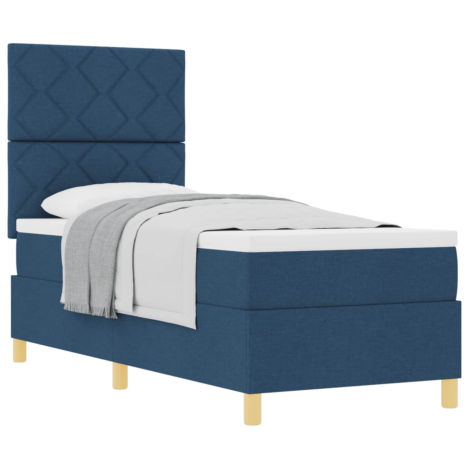 Boxspringbett mit Kopfteil Blau 80 x 200 cm Stoff