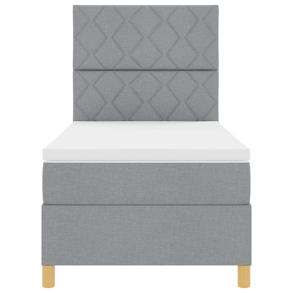 Boxspringbett mit Kopfteil Hellgrau 90 x 190 cm Stoff
