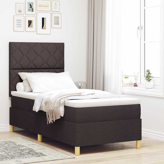 Boxspringbett mit Kopfteil Dunkelbraun 90 x 190 cm Stoff