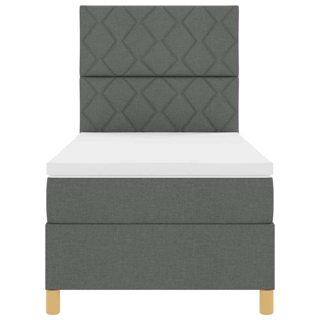 Boxspringbett mit Kopfteil Dunkelgrau 90 x 200 cm Stoff