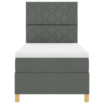 Boxspringbett mit Kopfteil Dunkelgrau 90 x 200 cm Stoff