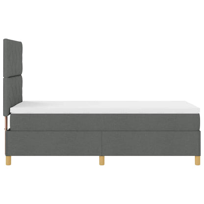 Boxspringbett mit Kopfteil Dunkelgrau 90 x 200 cm Stoff
