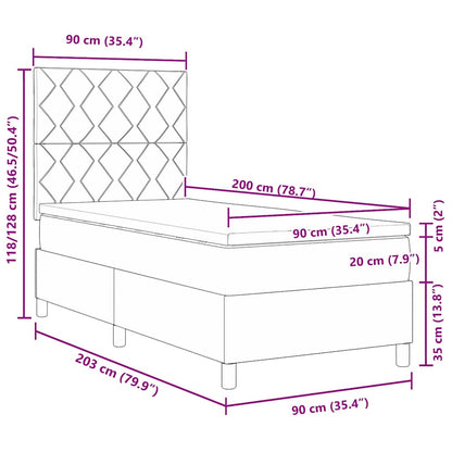 Boxspringbett mit Kopfteil Dunkelgrau 90 x 200 cm Stoff