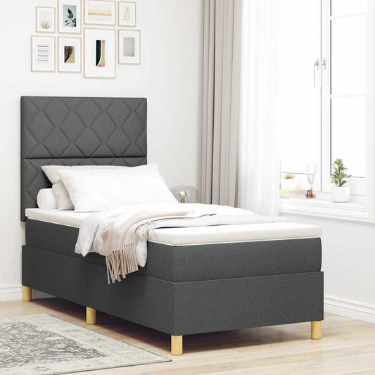 Boxspringbett mit Matratze Dunkelgrau 100 x 200 cm Stoff