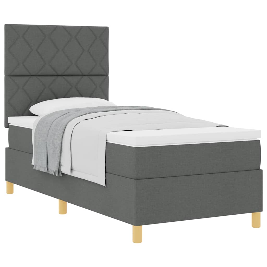 Boxspringbett mit Kopfteil Dunkelgrau 100 x 200 cm Stoff