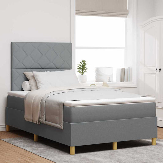 Boxspringbett mit Kopfteil Hellgrau 120 x 190 cm Stoff