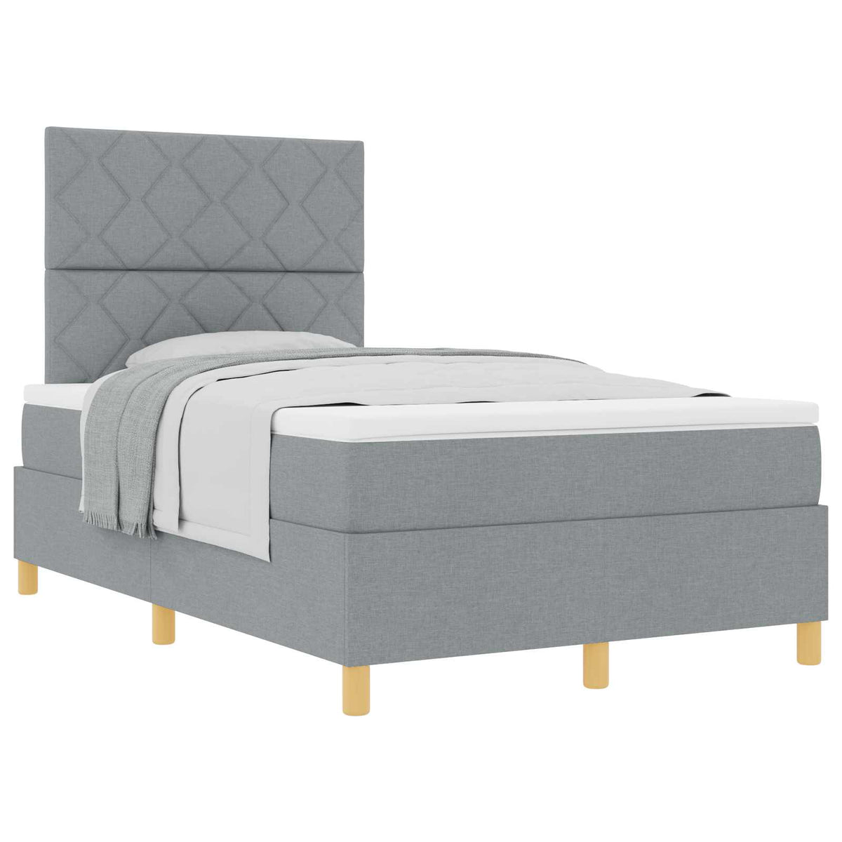Boxspringbett mit Kopfteil Hellgrau 120 x 200 cm Stoff