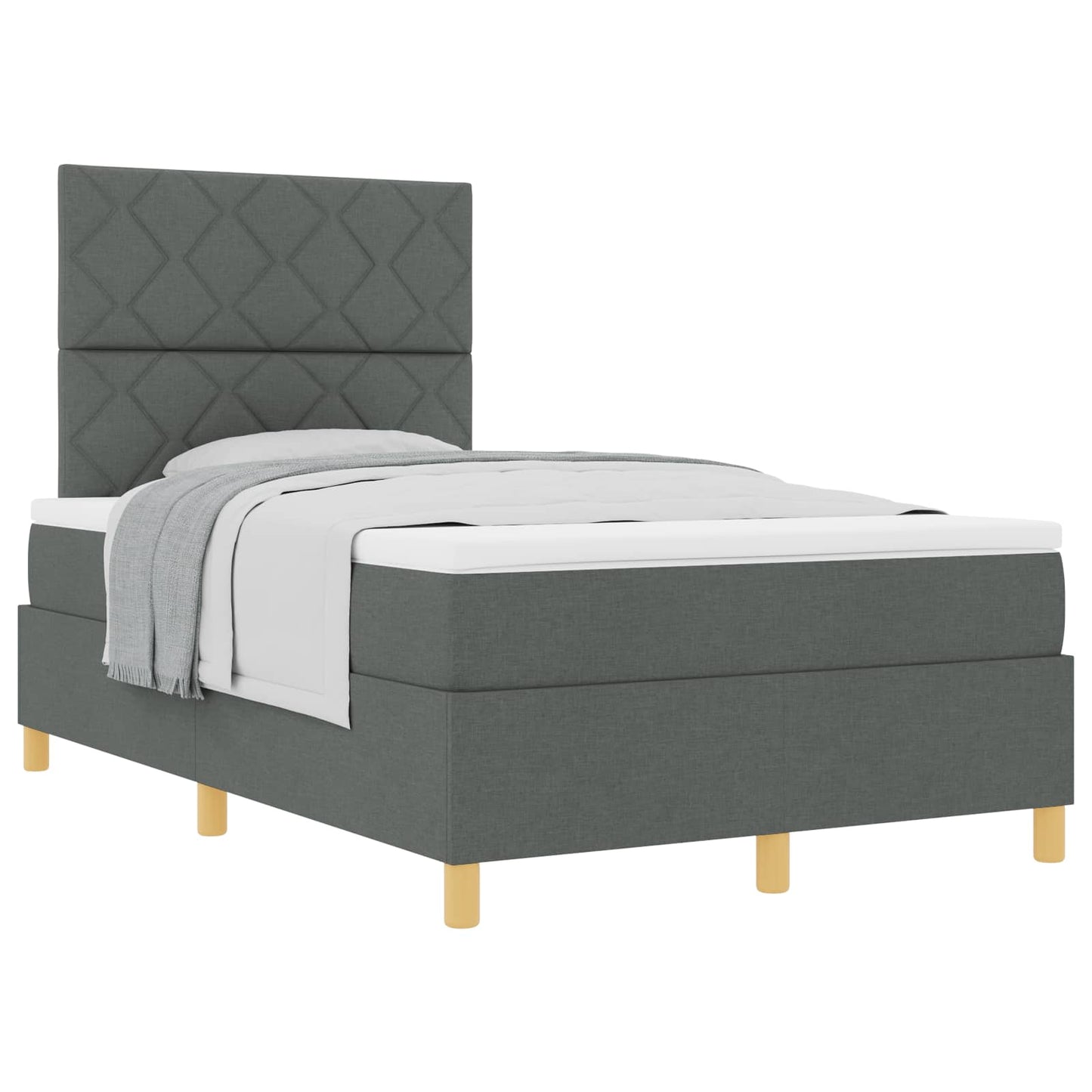 Boxspringbett mit Kopfteil Dunkelgrau 120 x 200 cm Stoff