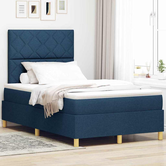 Boxspringbett mit Kopfteil Blau 120 x 200 cm Stoff