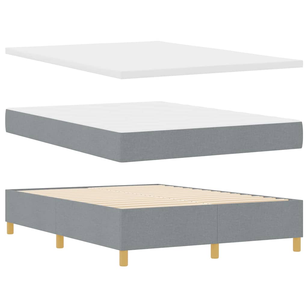 Boxspringbett mit Kopfteil Hellgrau 140 x 190 cm Stoff