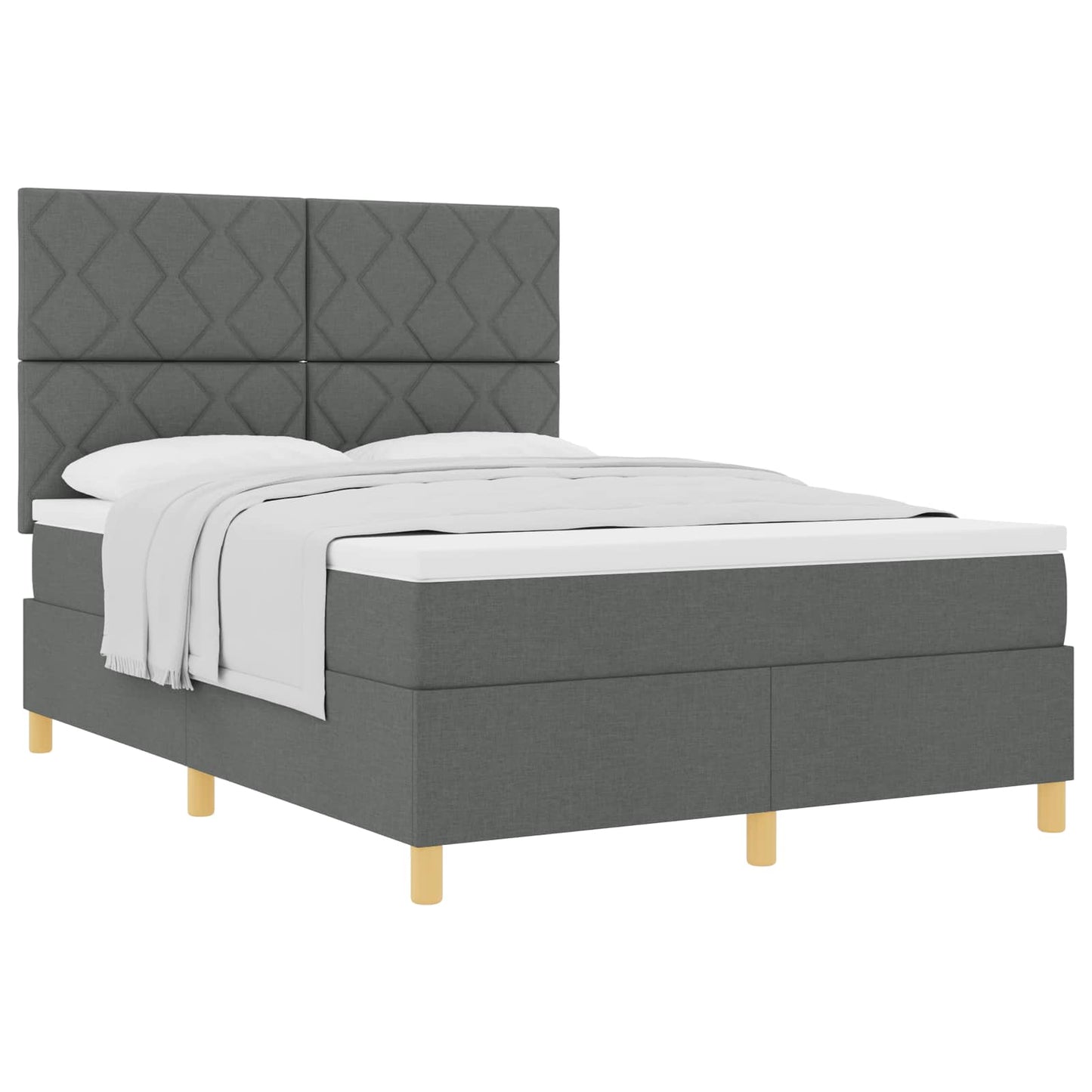 Boxspringbett mit Kopfteil Dunkelgrau 140 x 190 cm Stoff
