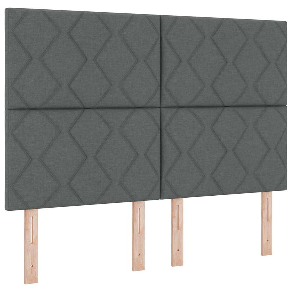 Boxspringbett mit Kopfteil Dunkelgrau 140 x 200 cm Stoff
