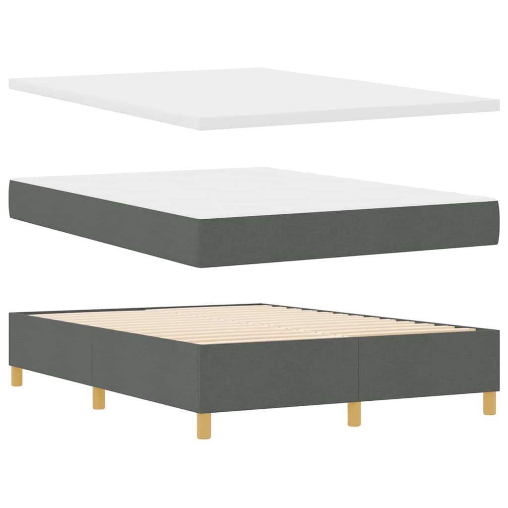 Boxspringbett mit Kopfteil Dunkelgrau 140 x 200 cm Stoff