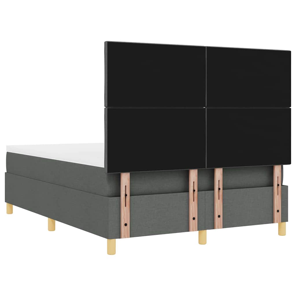 Boxspringbett mit Kopfteil Dunkelgrau 140 x 200 cm Stoff