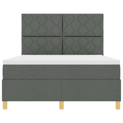 Boxspringbett mit Kopfteil Dunkelgrau 140 x 200 cm Stoff