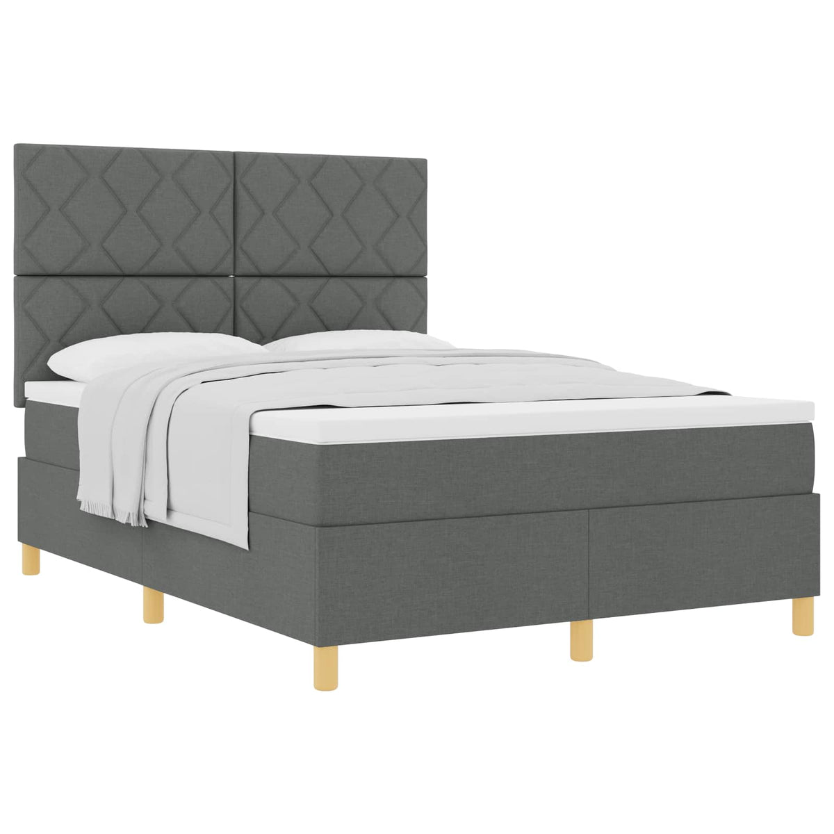 Boxspringbett mit Kopfteil Dunkelgrau 160 x 200 cm Stoff