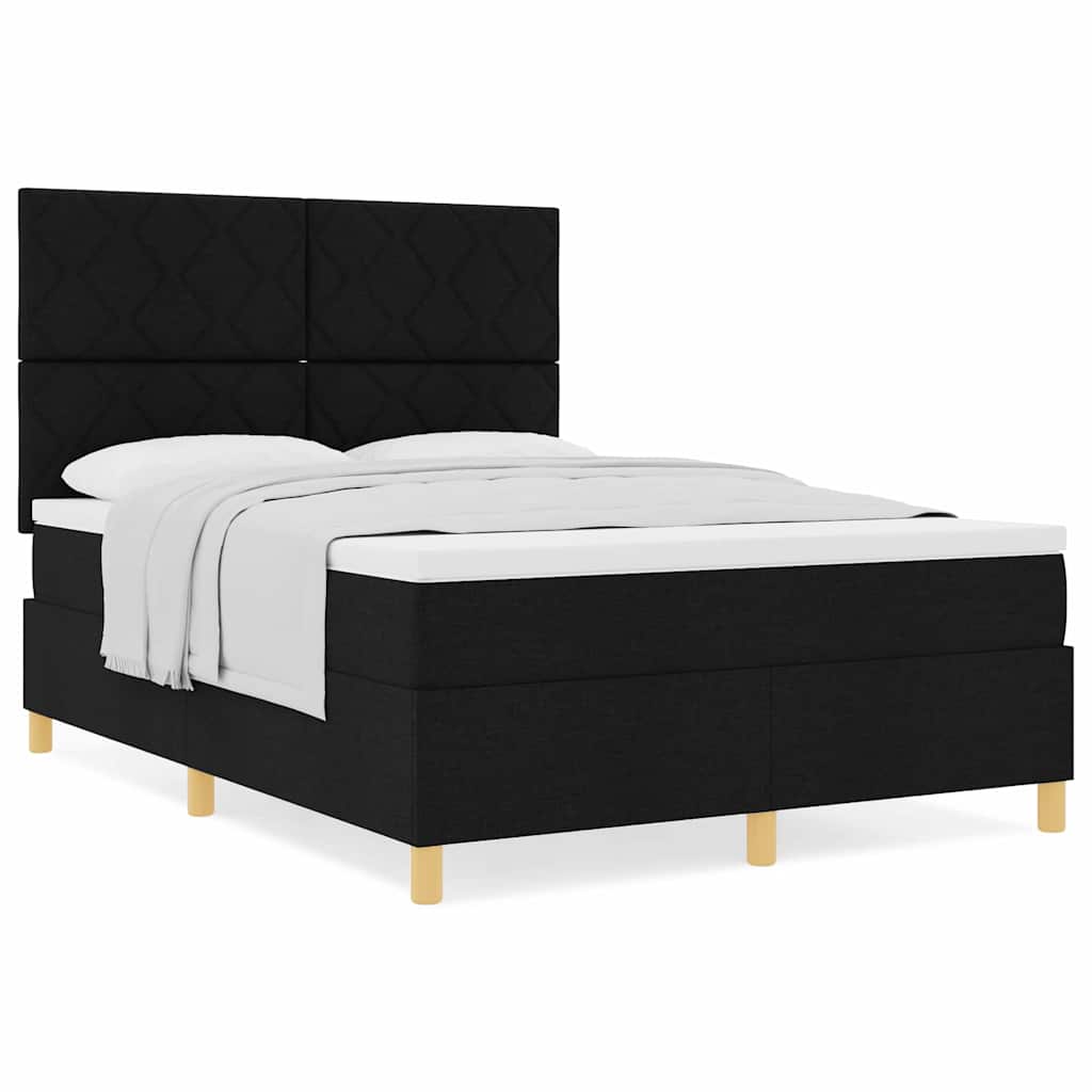 Boxspringbett mit Matratze Schwarz 160 x 200 cm Stoff