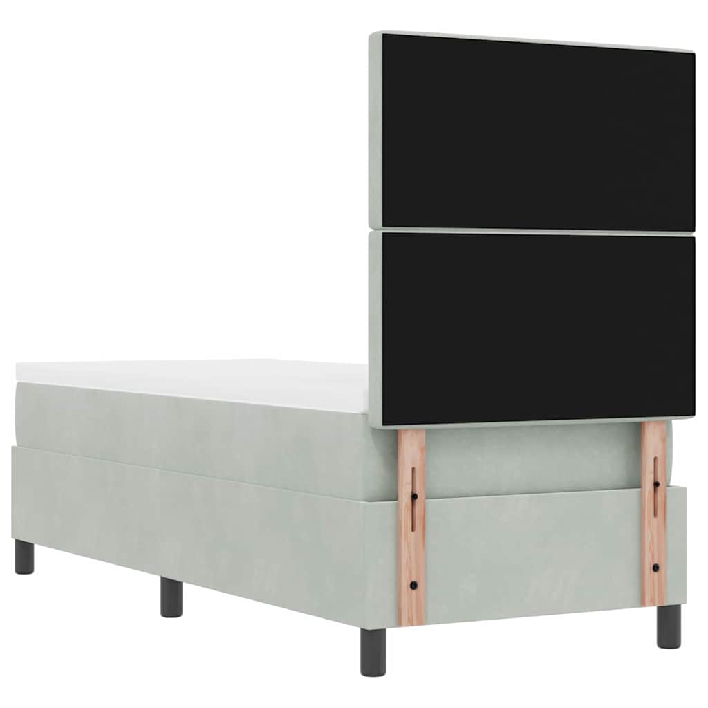 Boxspringbett mit Matratze Hellgrau 80 x 200 cm Samt