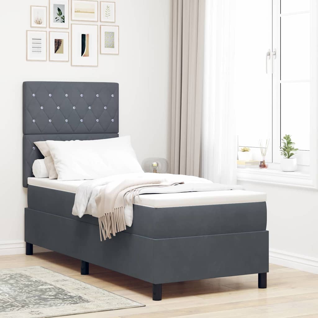 Boxspringbett mit Matratze Dunkelgrau 80 x 200 cm Samt