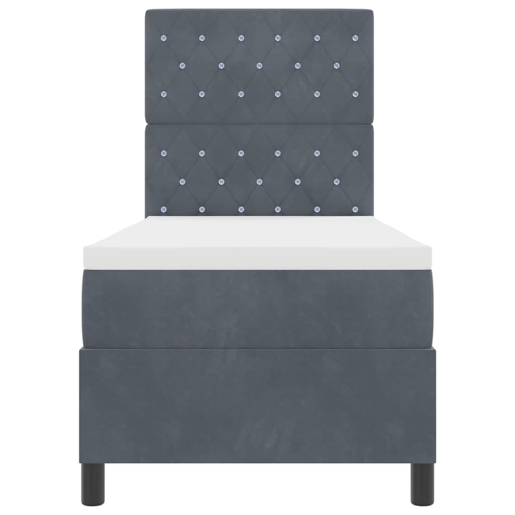 Boxspringbett mit Matratze Dunkelgrau 80 x 200 cm Samt