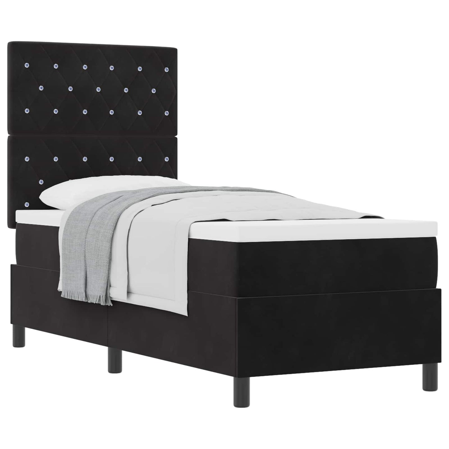 Boxspringbett mit Matratze Schwarz 80 x 200 cm Samt