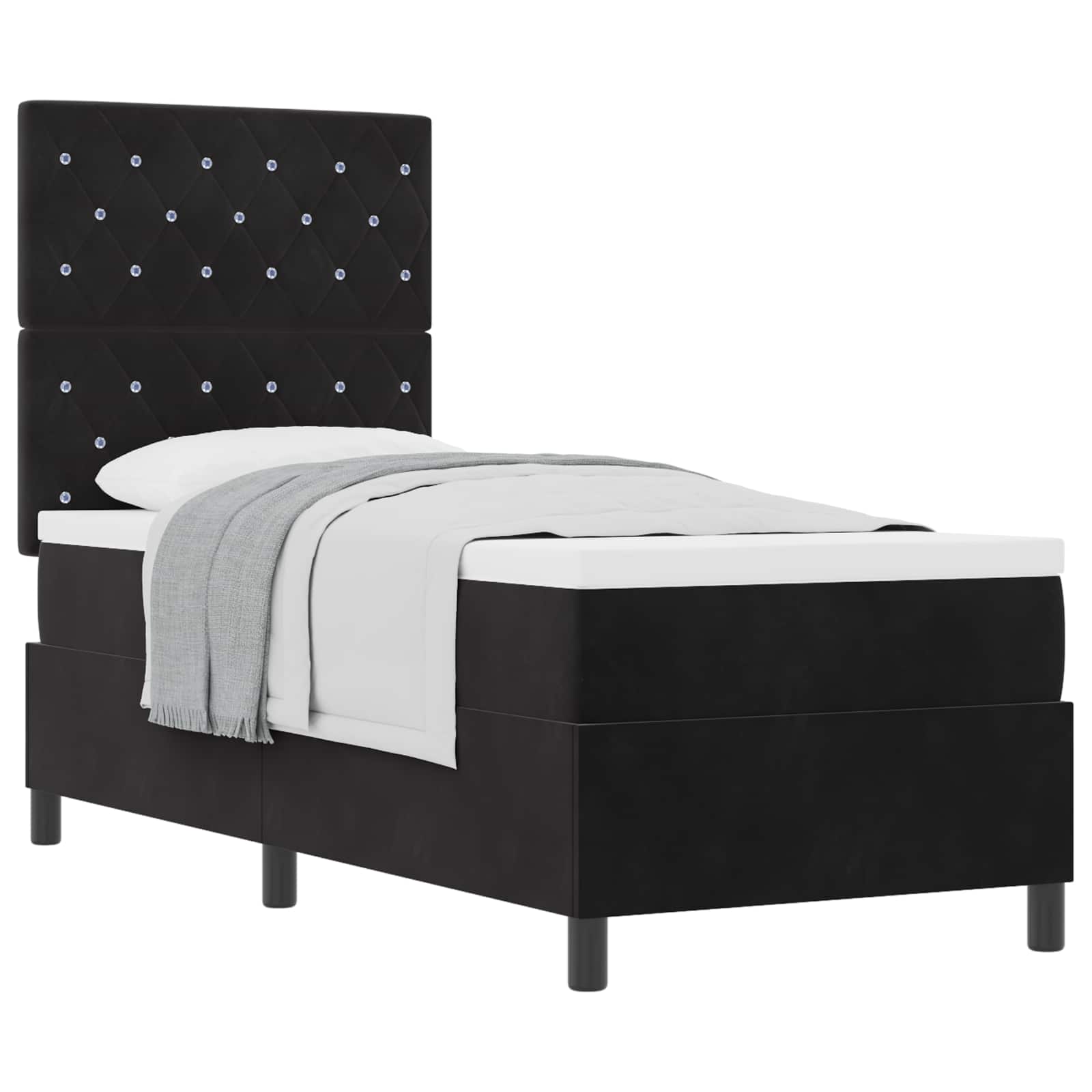 Boxspringbett mit Matratze Schwarz 80 x 200 cm Samt