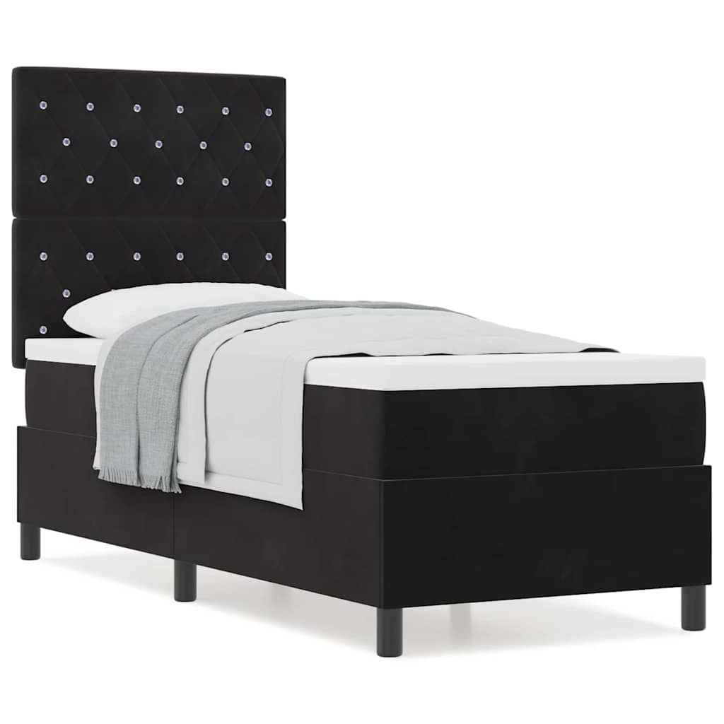 Boxspringbett mit Matratze Schwarz 80 x 200 cm Samt