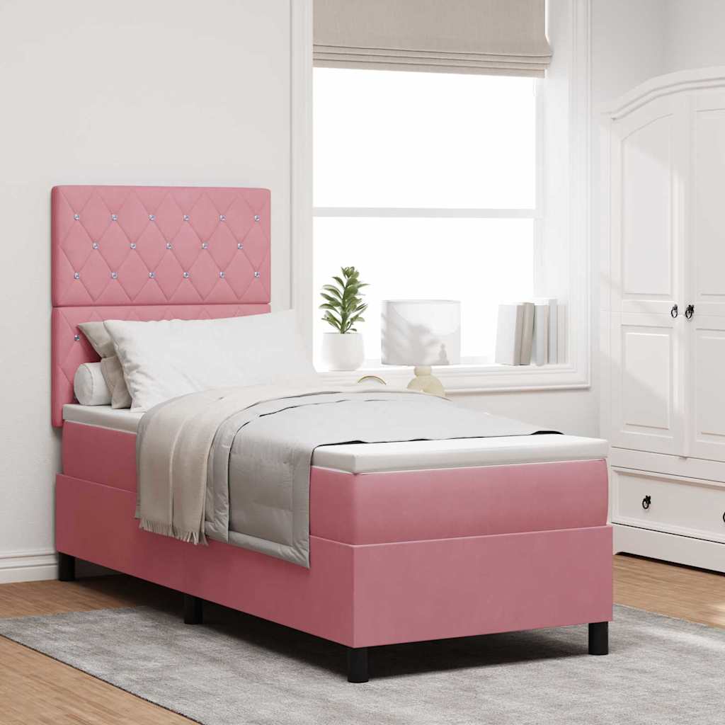Boxspringbett mit Matratze mit Kopfteil Rosa 80 x 200 cm Samt