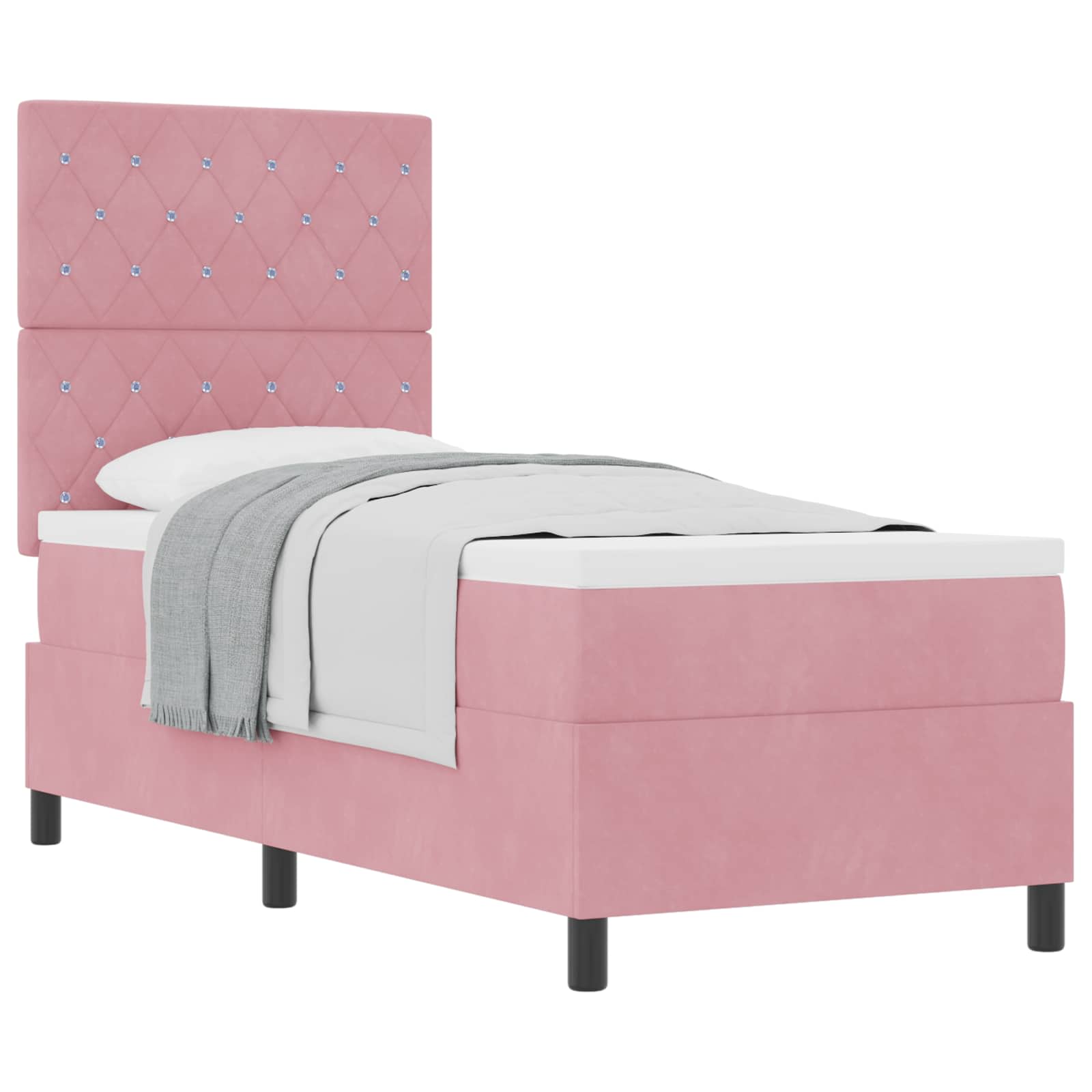Boxspringbett mit Matratze mit Kopfteil Rosa 80 x 200 cm Samt