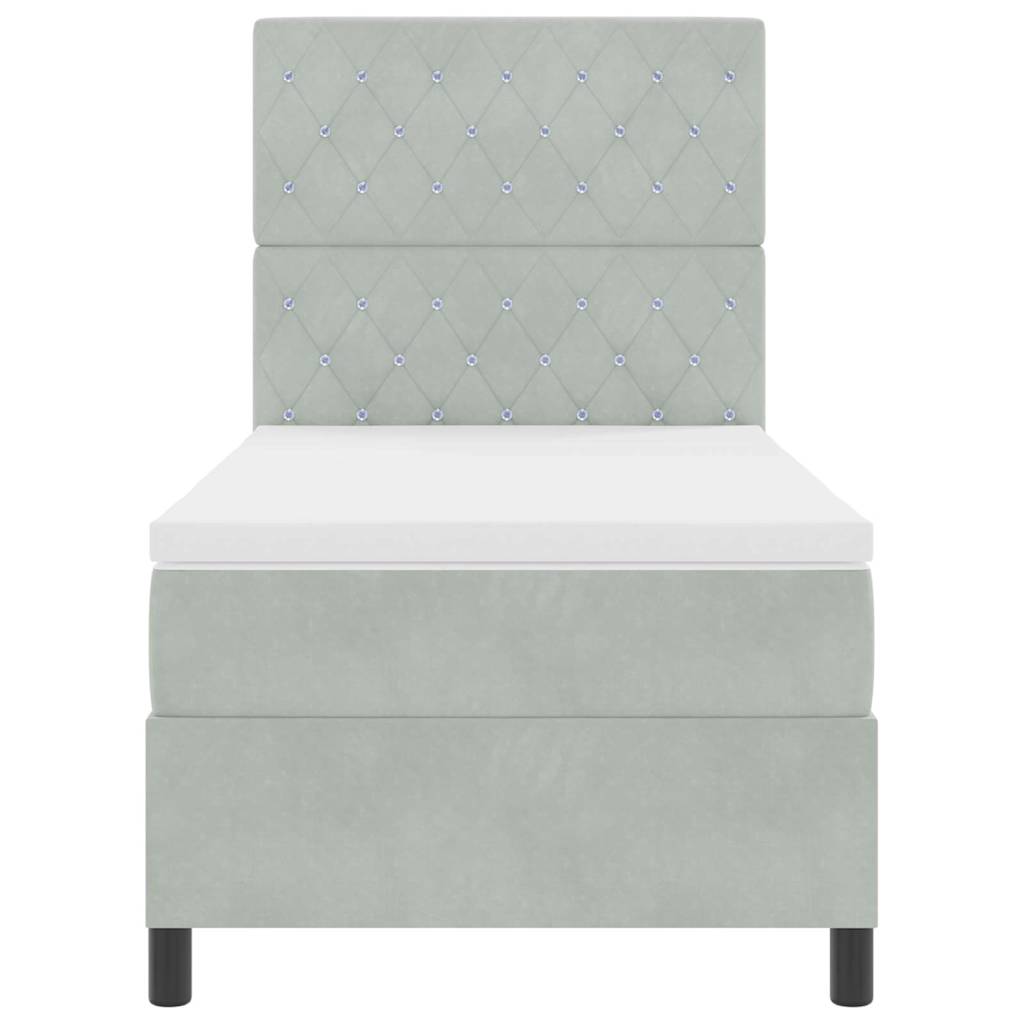 Boxspringbett mit Matratze Hellgrau 90 x 190 cm Samt