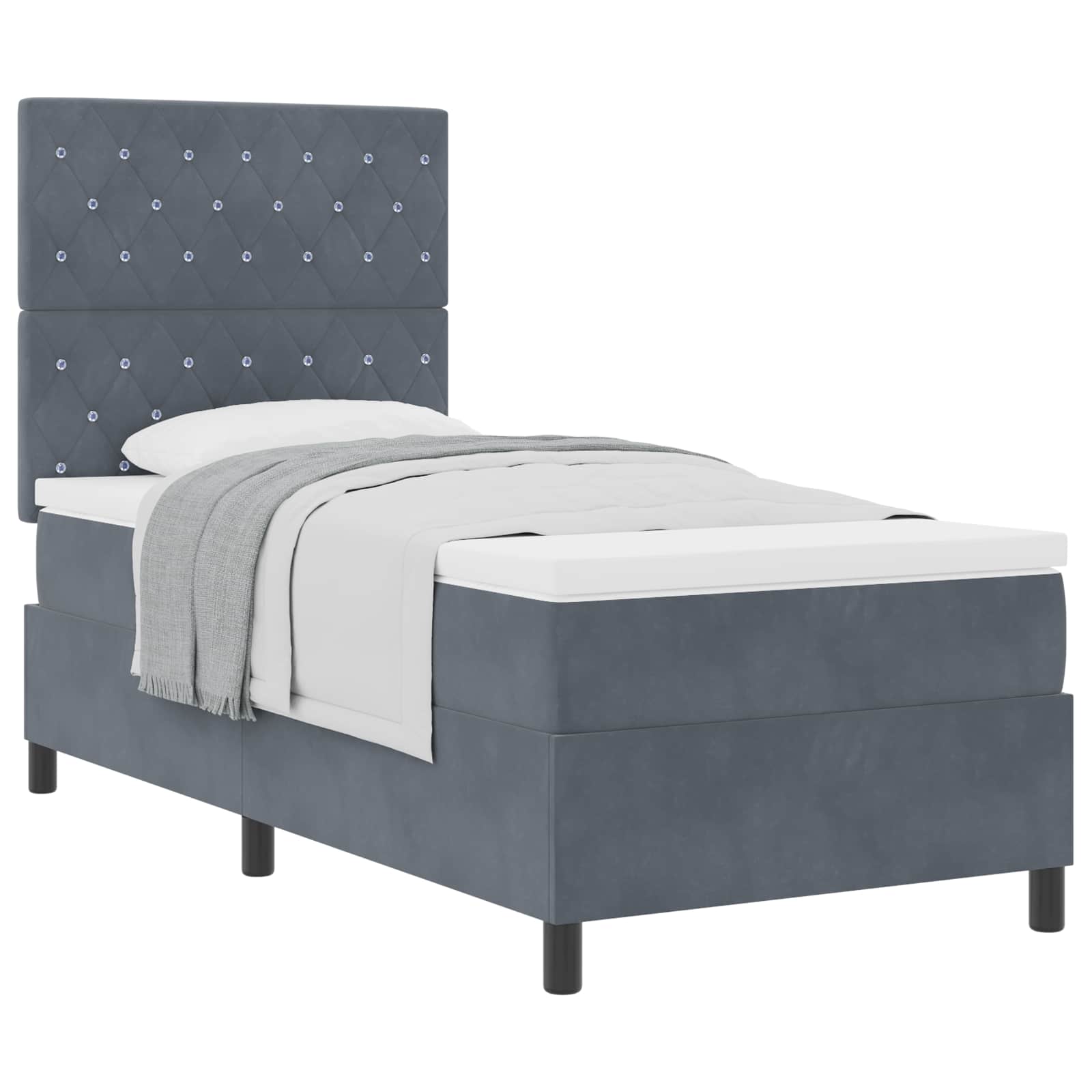 Boxspringbett mit Matratze Dunkelgrau 90 x 190 cm Samt