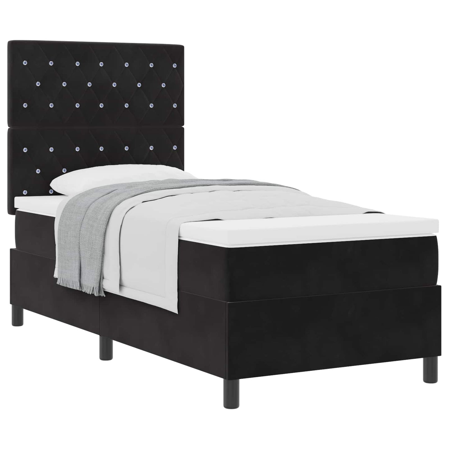Boxspringbett mit Matratze Schwarz 90 x 190 cm Samt