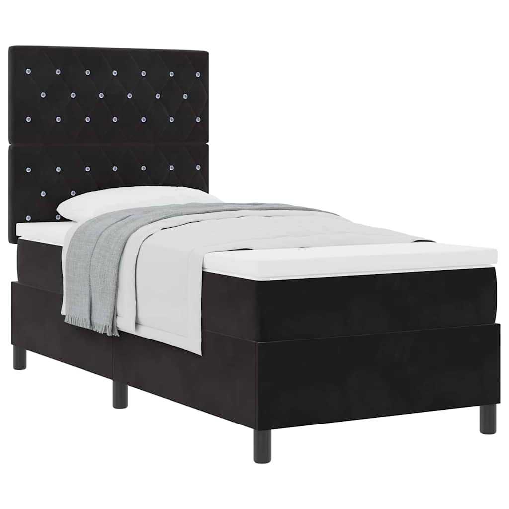 Boxspringbett mit Matratze Schwarz 90 x 190 cm Samt
