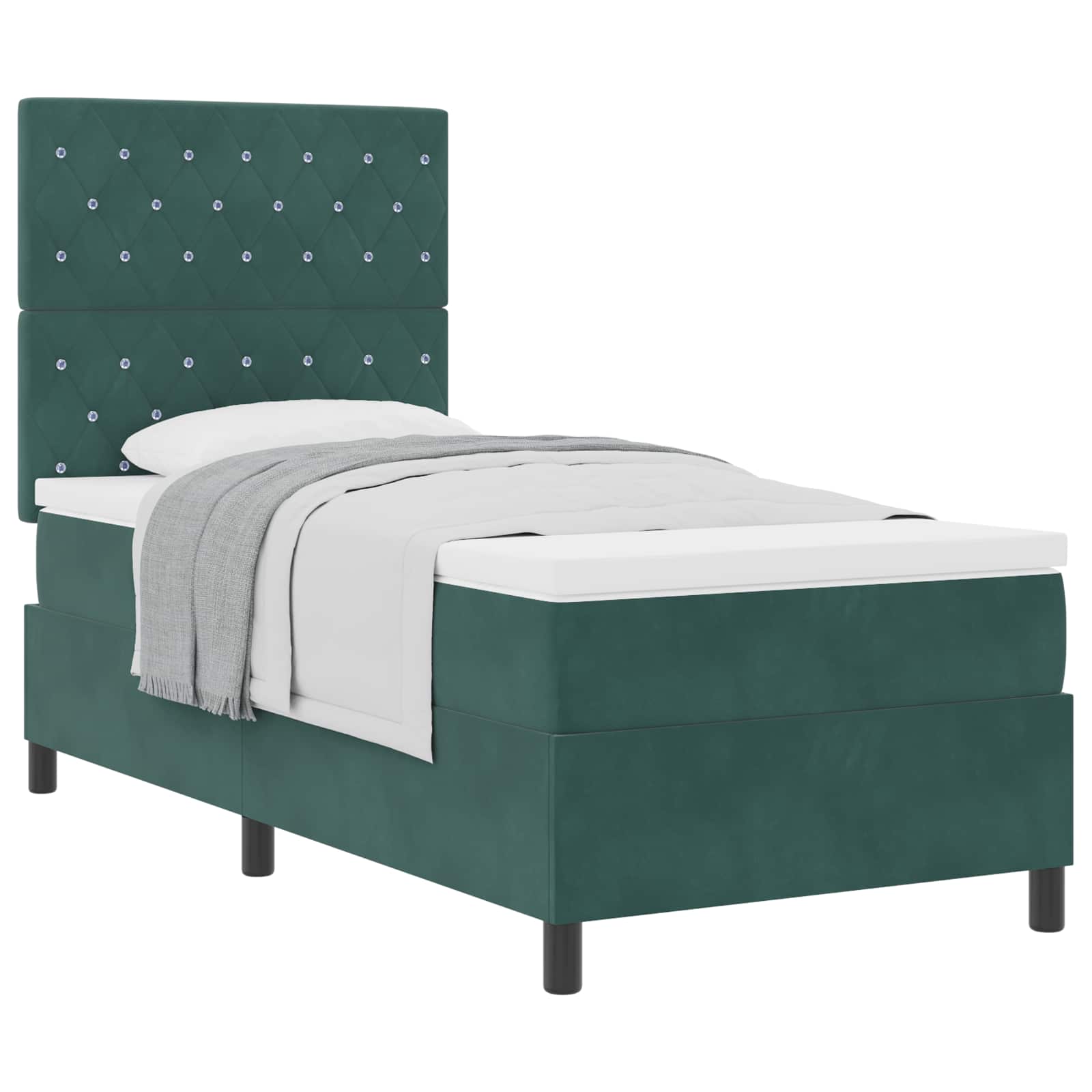 Boxspringbett mit Matratze Dunkelgrün 100 x 200 cm Samt