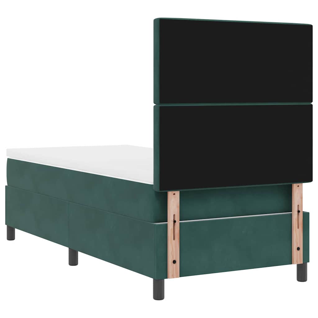 Boxspringbett mit Matratze Dunkelgrün 100 x 200 cm Samt