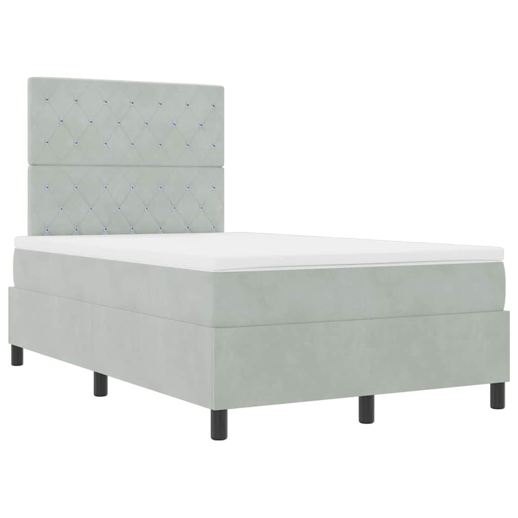 Boxspringbett mit Matratze Hellgrau 120 x 190 cm Samt
