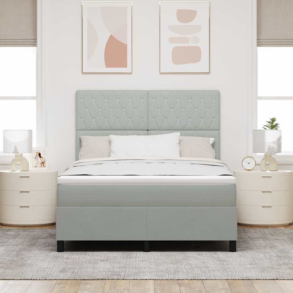 Boxspringbett mit Matratze Hellgrau 140 x 190 cm Samt