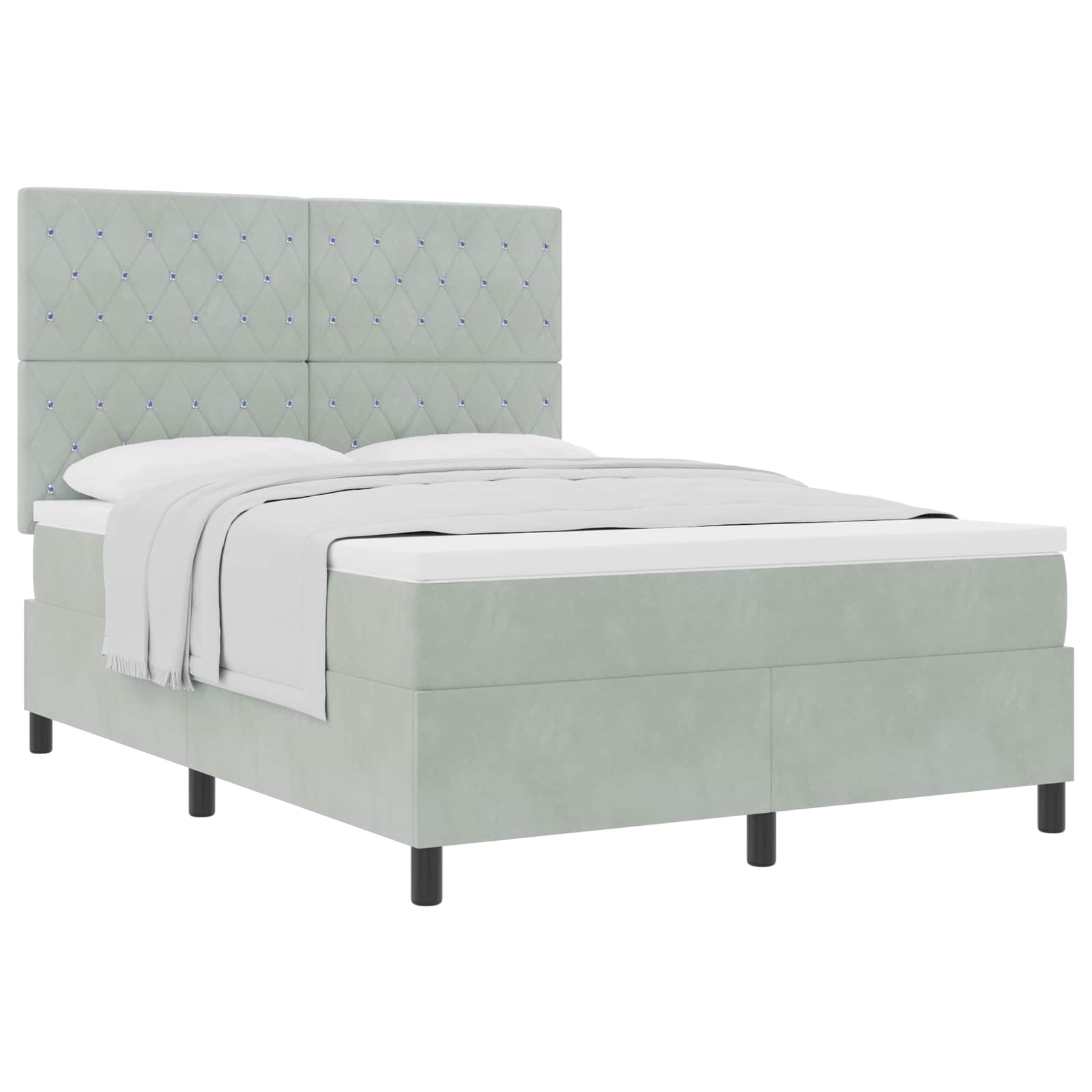 Boxspringbett mit Matratze Hellgrau 140 x 190 cm Samt