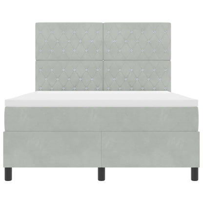 Boxspringbett mit Matratze Hellgrau 140 x 190 cm Samt