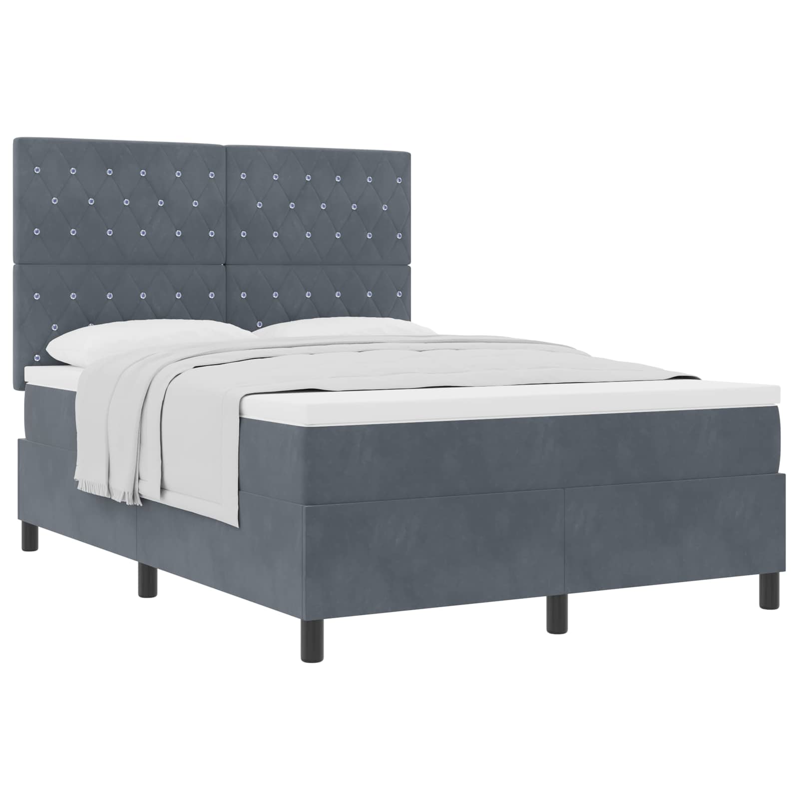 Boxspringbett mit Matratze Dunkelgrau 140 x 200 cm Samt