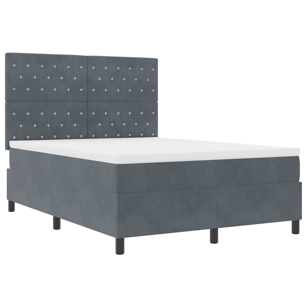 Boxspringbett mit Matratze Dunkelgrau 140 x 200 cm Samt