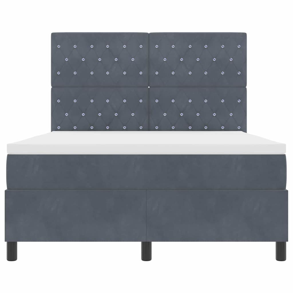 Boxspringbett mit Matratze Dunkelgrau 140 x 200 cm Samt