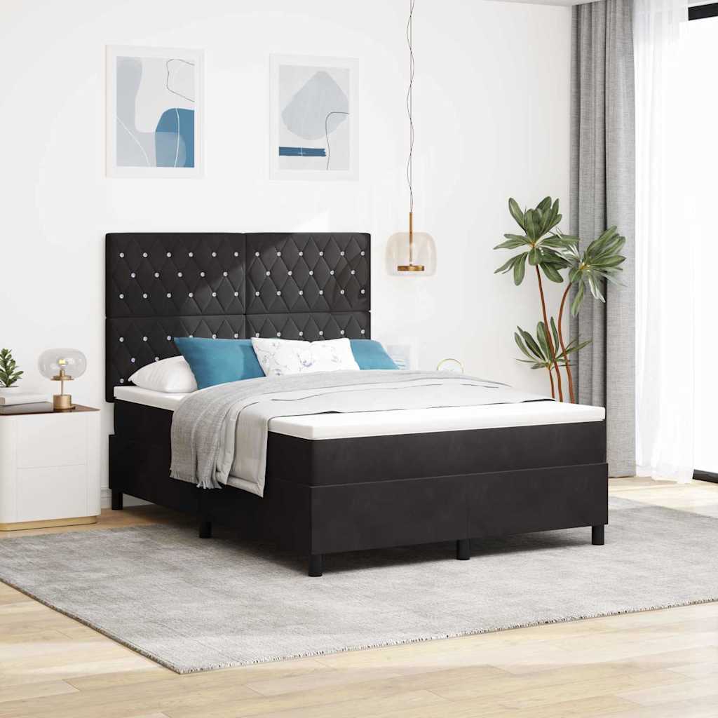 Boxspringbett mit Matratze Schwarz 140 x 200 cm Samt