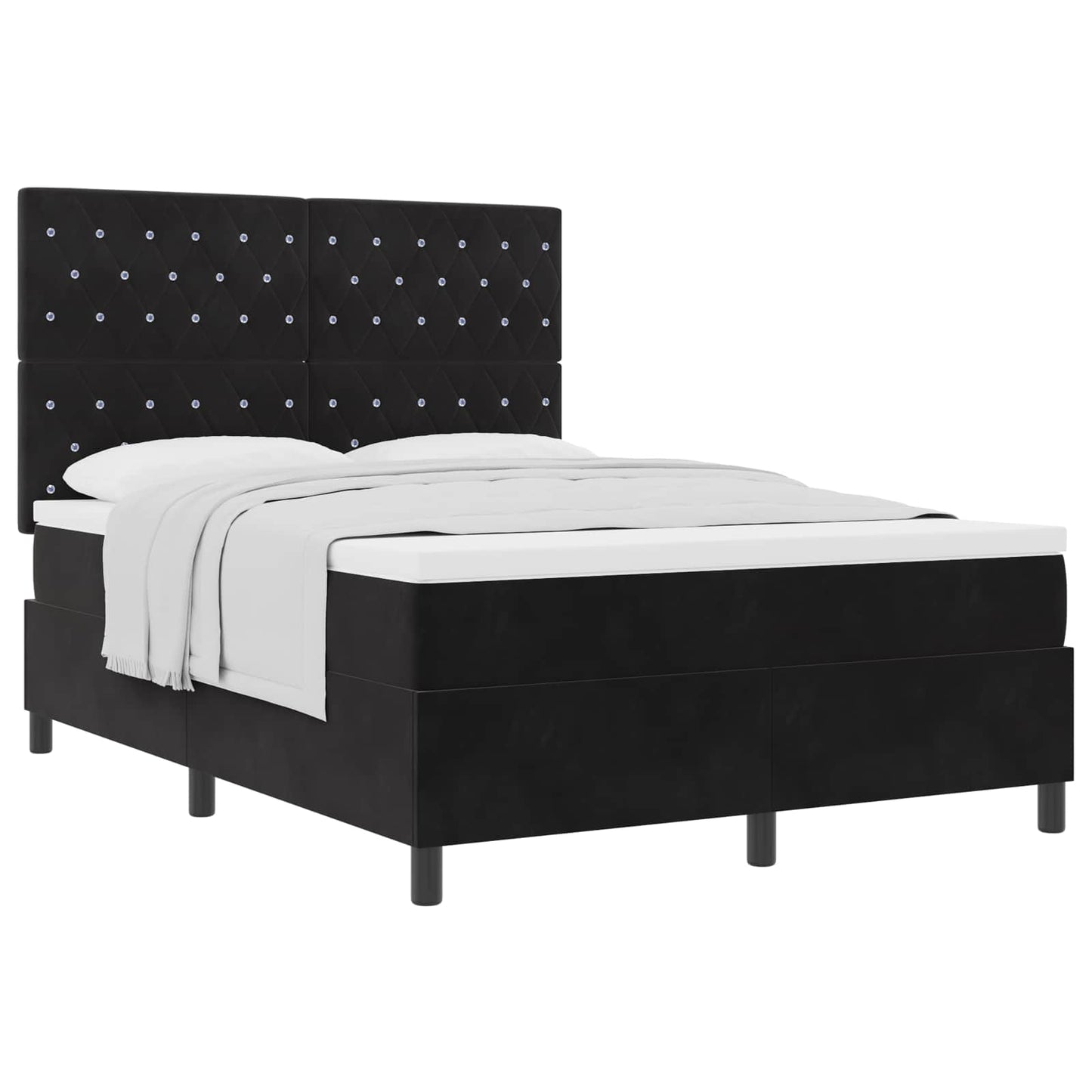 Boxspringbett mit Matratze Schwarz 140 x 200 cm Samt