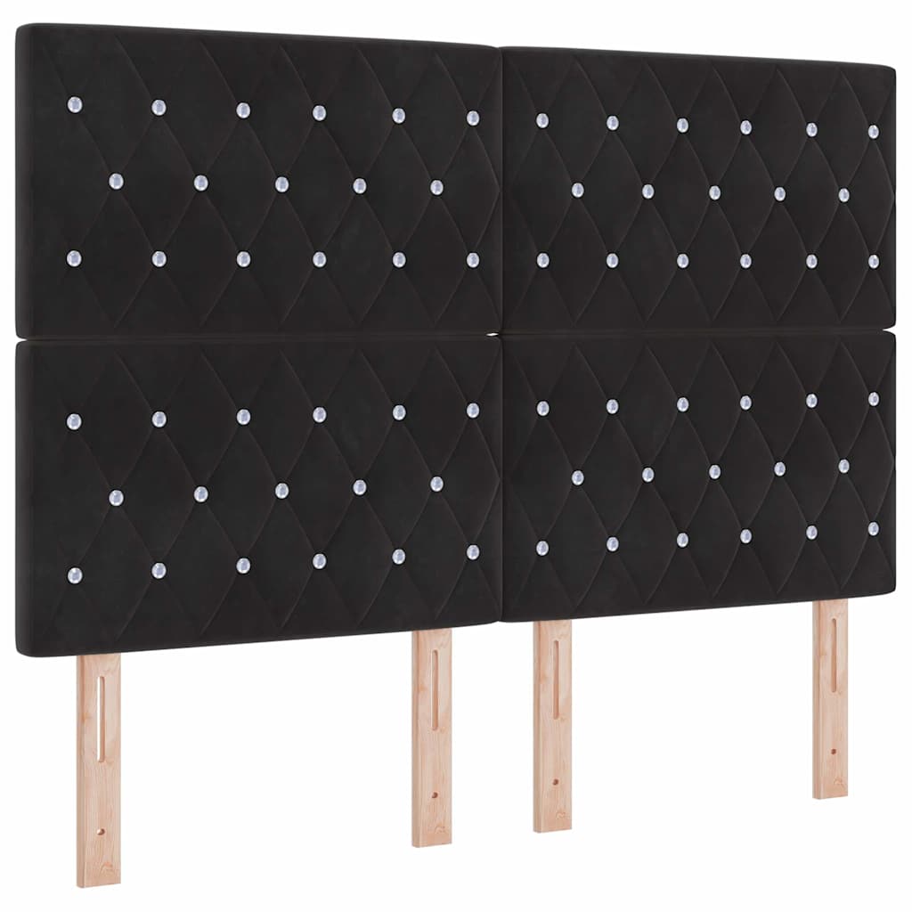 Boxspringbett mit Matratze Schwarz 140 x 200 cm Samt