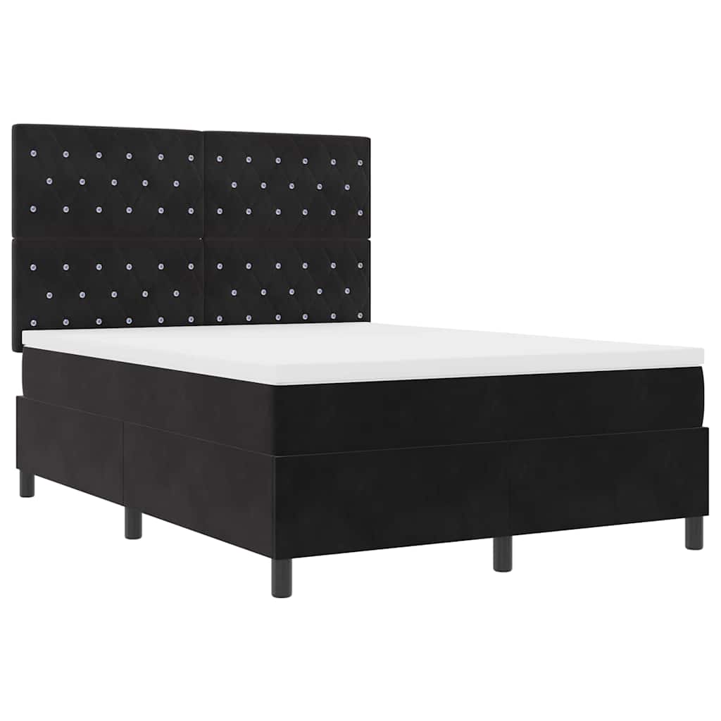 Boxspringbett mit Matratze Schwarz 140 x 200 cm Samt