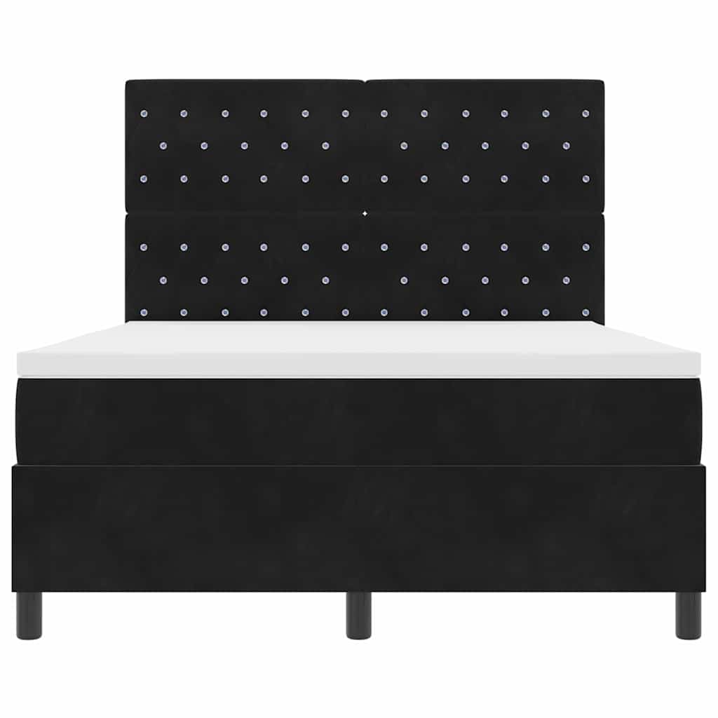 Boxspringbett mit Matratze Schwarz 140 x 200 cm Samt