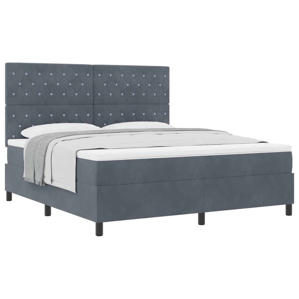 Boxspringbett mit Matratze Dunkelgrau 180 x 200 cm Samt